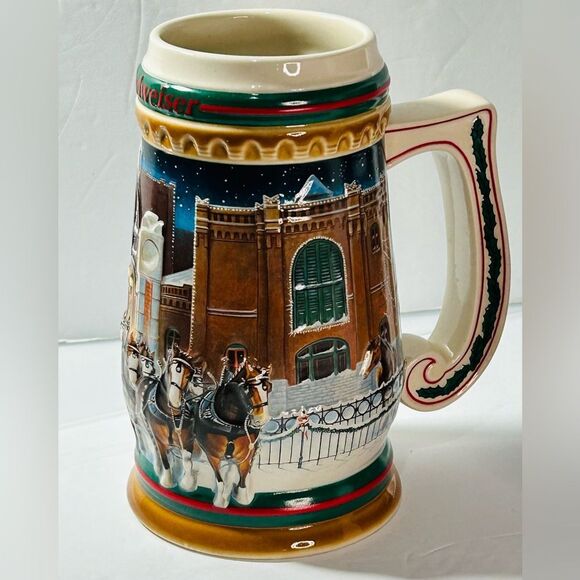 Budweiser Clydesdale stein 1997 Holiday Mug New in box - Picture 3 of 5